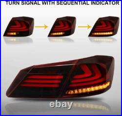 Set(2) Red Smoke LED Brake Tail Lights for 2013-2015 Honda Accord 4 door Sedan