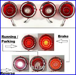 Set LED Brake Tail & Reverse Lights with Trim For 1970-1973 Chevy Camaro