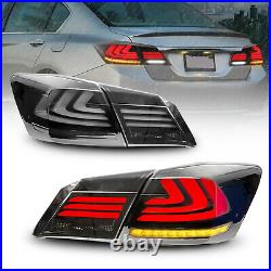 Set of 2 Smoke/Tinted LED Tail Lights Rear Brake Lamp For 2013-2015 Honda Accord