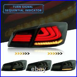 Set of 2 Smoke/Tinted LED Tail Lights Rear Brake Lamp For 2013-2015 Honda Accord