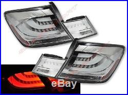 Set of 4pcs Chrome Clear LED Taillights for 2013-2015 Honda Civic 4dr Sedan