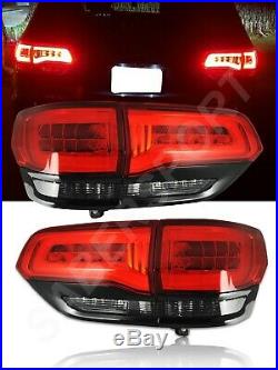 Set of 4pcs Red Smoke LED Taillights with Black Trim for 2014-2017 Grand Cherokee