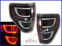 Set of Pair Black Clear V2 LED Taillights for 2009-2014 Ford F-150