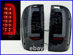 Set of Pair Black Smoke C-Bar LED Taillights for 1995-2000 Toyota Tacoma 2WD 4WD