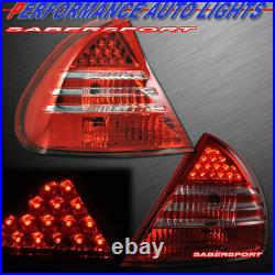 Set of Pair Red Clear LED Taillights for 1999-2002 Mitsubishi Mirage Sedan Coupe