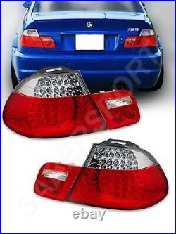 Set of Red Clear LED Taillights 4pcs for 2000-2003 BMW E46 3-Series 2dr Coupe