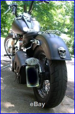 Skull Tail and Brake Light For Harley Chopper Motorcycles & Saddlebags -Red LEDs