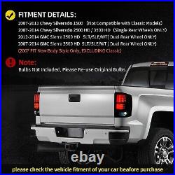 Smoke For 2007 2008 2009-2014 Chevy Silverado 1500 2500HD LED Tail Lights Lamps