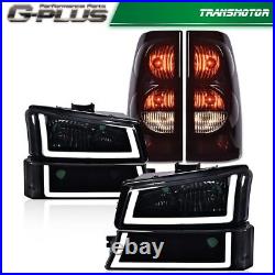 Smoke LED Headlights + Tail Lights Fit For 2003-2006 Chevy Silverado 1500 2500