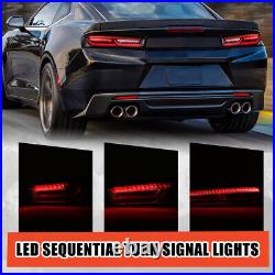 Smoke LED Sequential Tail Lights For 2016 2017 2018 Chevy Camaro Rear Lamps Pair