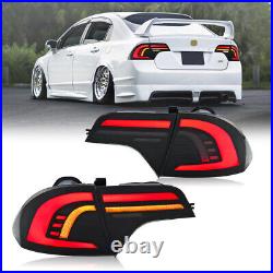 Smoke LED Tail Lights Fit For Honda Civic Sedan 4-Door 2006-2011 Rear Lamps Pair