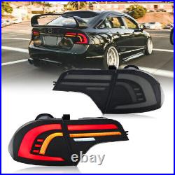 Smoke LED Tail Lights Fit For Honda Civic Sedan 4-Door 2006-2011 Rear Lamps Pair
