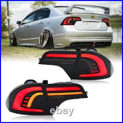 Smoke LED Tail Lights Fit For Honda Civic Sedan 4-Door 2006-2011 Rear Lamps Pair