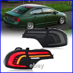 Smoke LED Tail Lights Fit For Honda Civic Sedan 4-Door 2006-2011 Rear Lamps Pair
