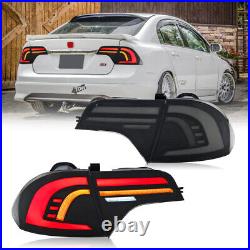 Smoke LED Tail Lights Fit For Honda Civic Sedan 4-Door 2006-2011 Rear Lamps Pair