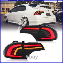 Smoke LED Tail Lights Fit For Honda Civic Sedan 4-Door 2006-2011 Rear Lamps Pair