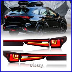 Smoke LED Tail Lights Fit For Toyota Highlander 2020-2024 Rear Lamps Animation