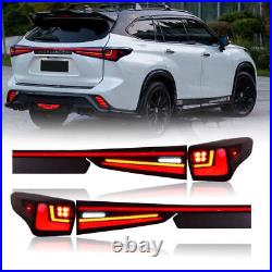 Smoke LED Tail Lights Fit For Toyota Highlander 2020-2024 Rear Lamps Animation