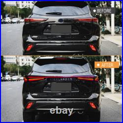 Smoke LED Tail Lights Fit For Toyota Highlander 2020-2024 Rear Lamps Animation