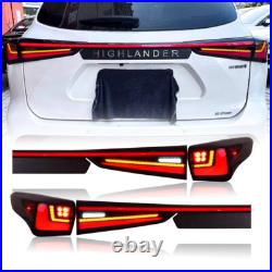 Smoke LED Tail Lights Fit For Toyota Highlander 2020-2024 Rear Lamps Animation