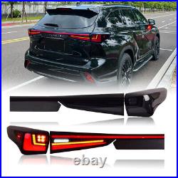 Smoke LED Tail Lights Fit For Toyota Highlander 2020-2024 Rear Lamps Animation