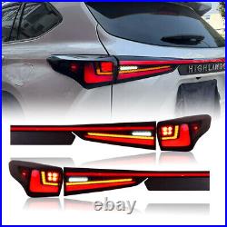 Smoke LED Tail Lights Fit For Toyota Highlander 2020-2024 Rear Lamps Animation