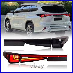 Smoke LED Tail Lights Fit For Toyota Highlander 2020-2024 Rear Lamps Animation