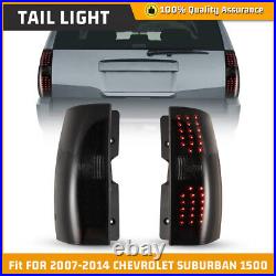 Smoke LED Tail Lights For 07-14 Chevy Suburban Tahoe Rear Replacement Lamps Pair