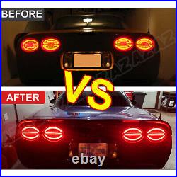 Smoke LED Tail Lights Lamps+Hyperflash Harness For 1997-2004 Chevy Corvette C5