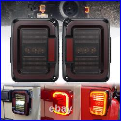 Smoke LED Tail Lights Turn Signal Running Reverse For Jeep Wrangler JK 2007-2017