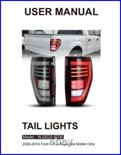 Smoke LED Tail Lights for 2009-2014 Ford F150 Pickup Rear Brake Lamp Sequential