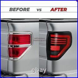 Smoke LED Tail Lights for 2009-2014 Ford F150 Pickup Rear Brake Lamp Sequential
