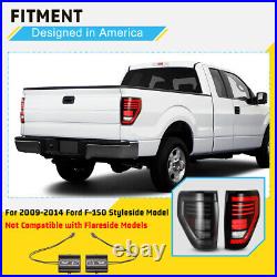 Smoke LED Tail Lights for 2009-2014 Ford F150 Pickup Rear Brake Lamp Sequential