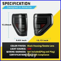 Smoke LED Tail Lights for 2009-2014 Ford F150 Pickup Rear Brake Lamp Sequential