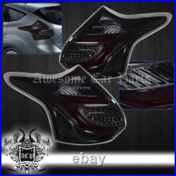 Smoke Lens Chrome Housing LED Red Bar Tail Lights Lamps For 2012 2013 2014 Focus