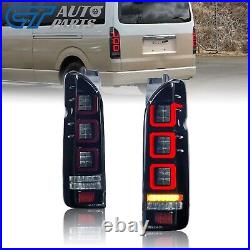 Smoke Red V3 3D Full LED Tail Lights for 04-20 Toyota Hiace Van taillights