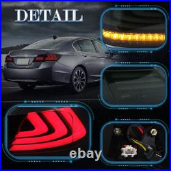 Smoke/Tinted LED Tail Lights Rear Brake Lamp For 2013-15 Honda Accord Sequential