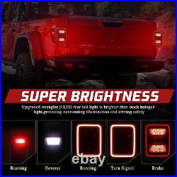 Smoked LED Tail Lights Fit for 2020 2021 Jeep Gladiator, JT Tail Lamp Rear Back