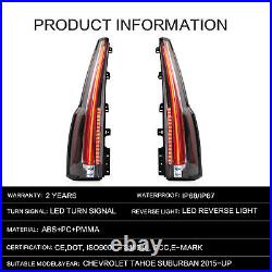 Smoked LED Tail Lights Rear Lamps for 2015-2020 Chevrolet Chevy Tahoe Suburban