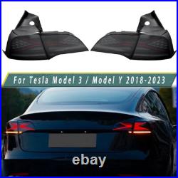 Smoked LED Tail Lights Sequential Turn Assembly For 2017-2023 Tesla Model 3 / Y