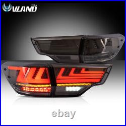 Smoked LED Tail Lights withSequential Indicator For 2014-19 Toyota Highlander Lamp