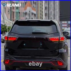 Smoked LED Tail Lights withSequential Indicator For 2014-19 Toyota Highlander Lamp