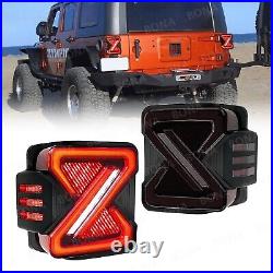Smoked Lens LED Tail Lights Turn Signal Lamps For 2007-2018 Jeep Wrangler JK