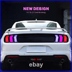 Smoked Lens RGB LED Tail Lights Assembly for 2015-23 Ford Mustang S550