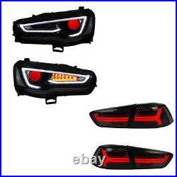 Smoked Taillight All Black Headlight with Demon Eyes For Lancer / EVO X 08-17