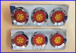 Stainless Base 24v Led Lights Chrome Hamburger Rear Lamps Lorry Truck Trailer