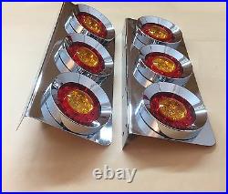 Stainless Base 24v Led Lights Chrome Hamburger Rear Lamps Lorry Truck Trailer