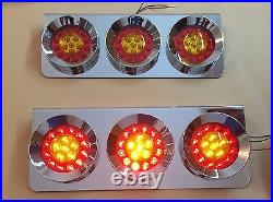 Stainless Base 24v Led Lights Chrome Hamburger Rear Lamps Lorry Truck Trailer