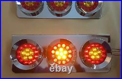 Stainless Base 24v Led Lights Chrome Hamburger Rear Lamps Lorry Truck Trailer