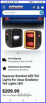 Suparee Smoked LED Tail Lights For Jeep Gladiator Tail Lights LED